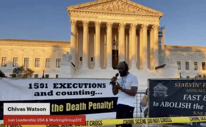Chivas Watson joins protest at the Supreme Court in D.C. to oppose the death penalty